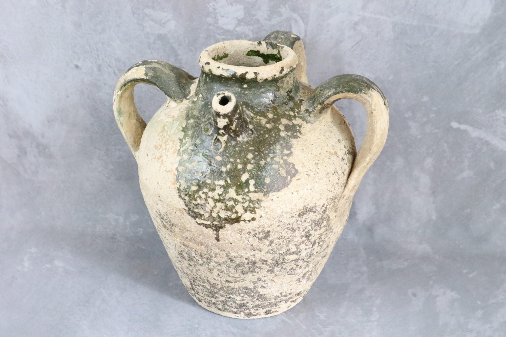 Rare Mid-19th Century French Terracotta Cruche, Orjol, Jar with Three Handles For Sale 11