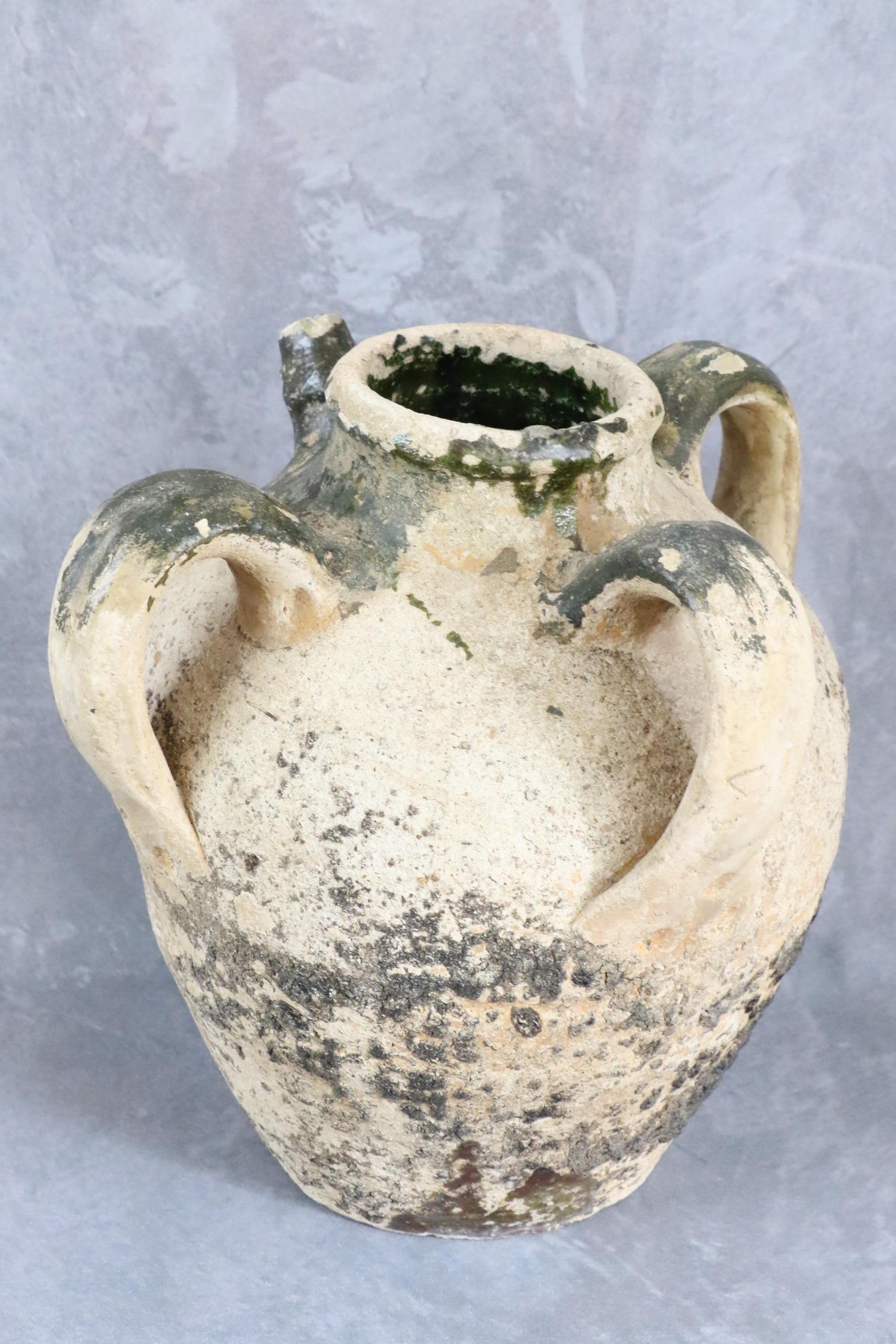 Rare Cruche en terre cuite française du milieu du 19e siècle, Orjol, JAR avec trois anses en vente 10