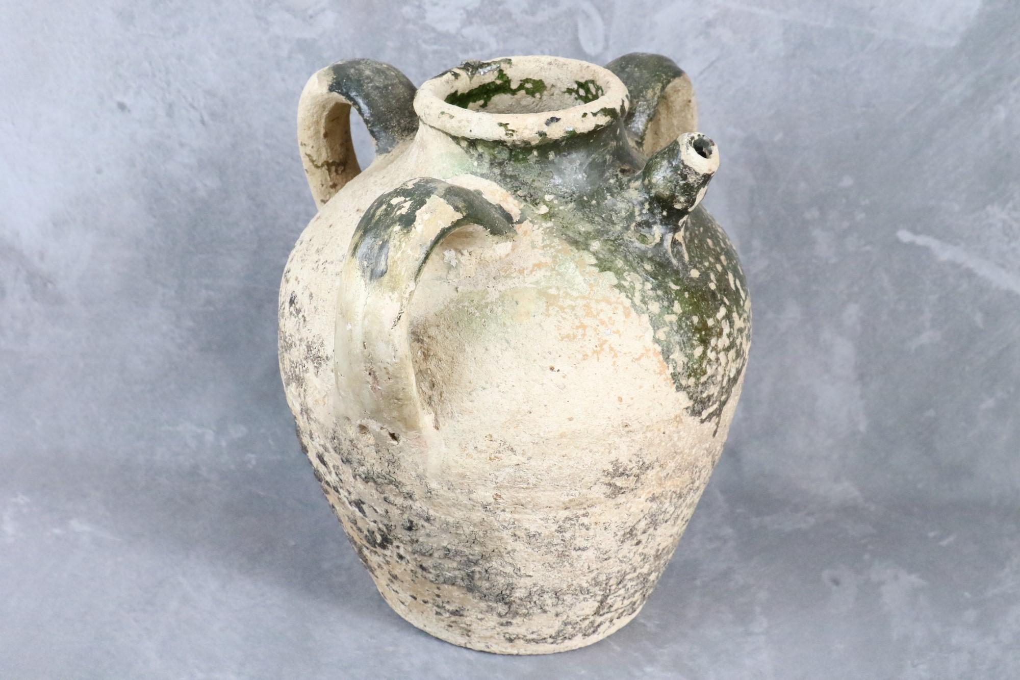 Rare Mid-19th Century French Terracotta Cruche, Orjol, Jar with Three Handles For Sale 1