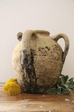 Rare Mid-19th Century French Terracotta Cruche, Orjol, Jar with Two Handles