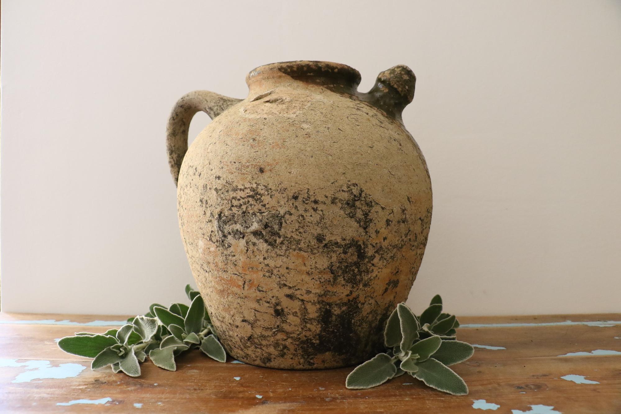 Earthenware Rare Mid-19th Century French Terracotta Cruche, Orjol, Jar with Two Handles