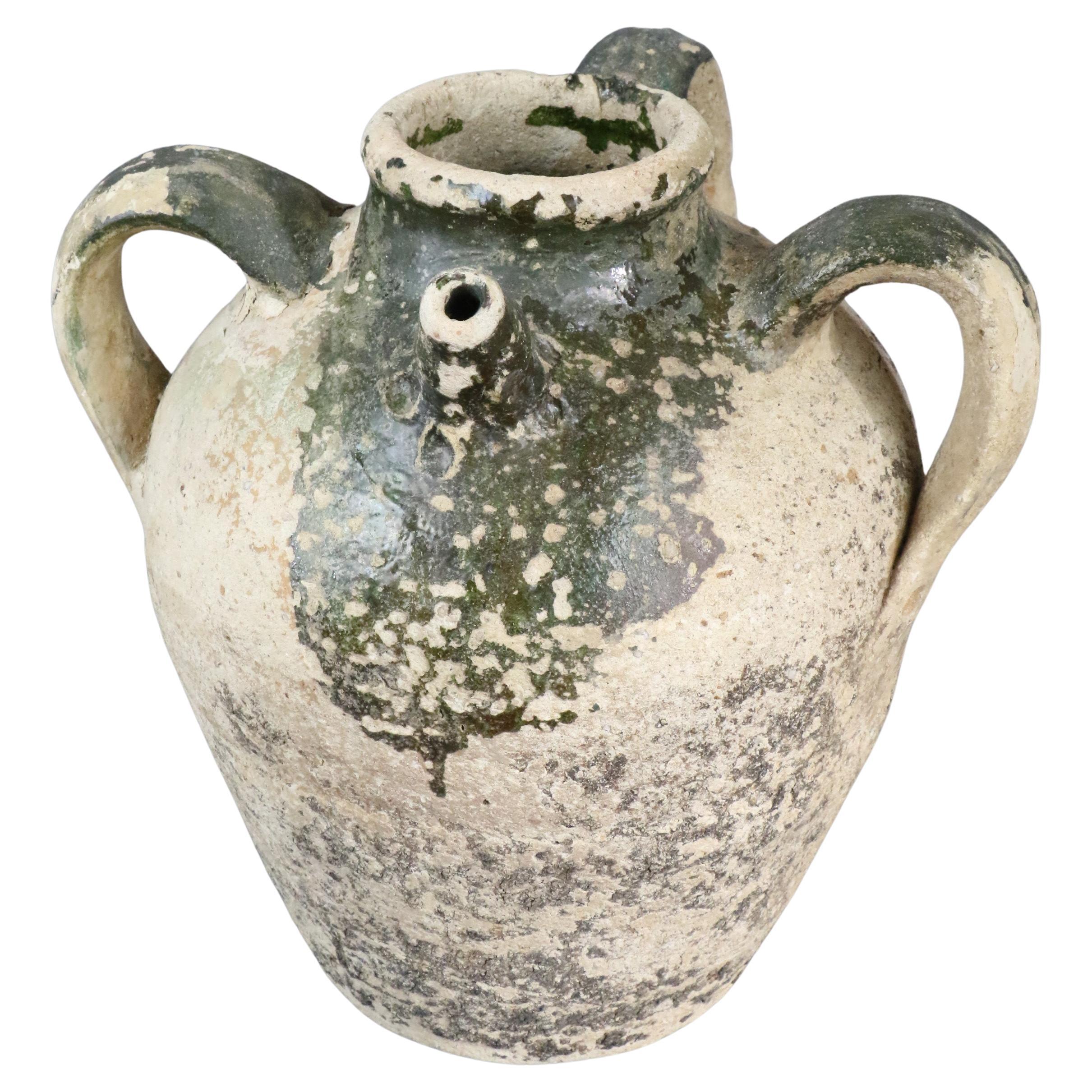 Rare Mid-19th Century French Terracotta Cruche, Orjol, Jar with Two Handles For Sale