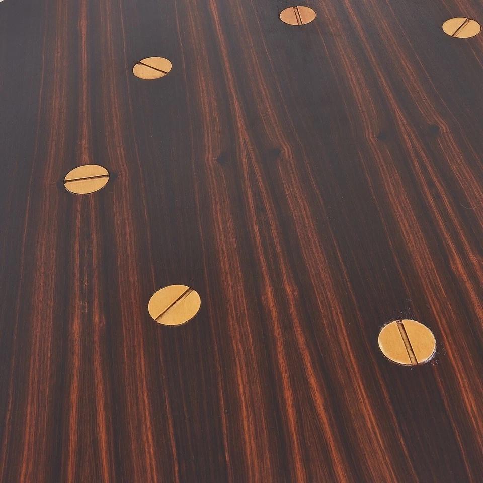 Rare Mid 20th Century Jacaranda Round Dining Table On Brass Base For Sale 2