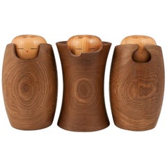 Rare Mid-20th Century Trio of Mystic Kokeshi Dolls by Muhitsu Miyajima, Japan
