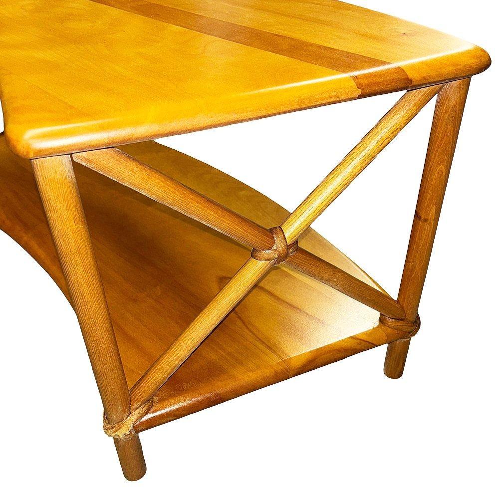 Rare table basse en bouleau sculpté à 2 niveaux du milieu du siècle dernier par Heywood Wakefield Excellent état - En vente à Van Nuys, CA