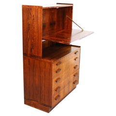 Rare Midcentury 60s/70s Danish Rosewood Drinks Cocktail Cabinet Bureau Desk