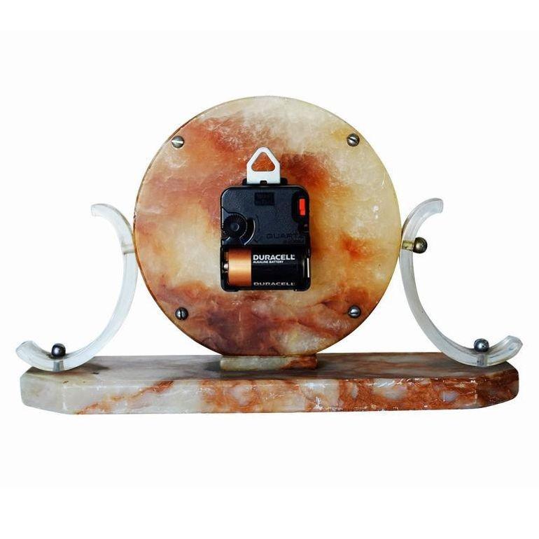 Raro reloj de chimenea modernista de mármol y acrílico de mediados de siglo en Excelente estado para la venta en Van Nuys, CA