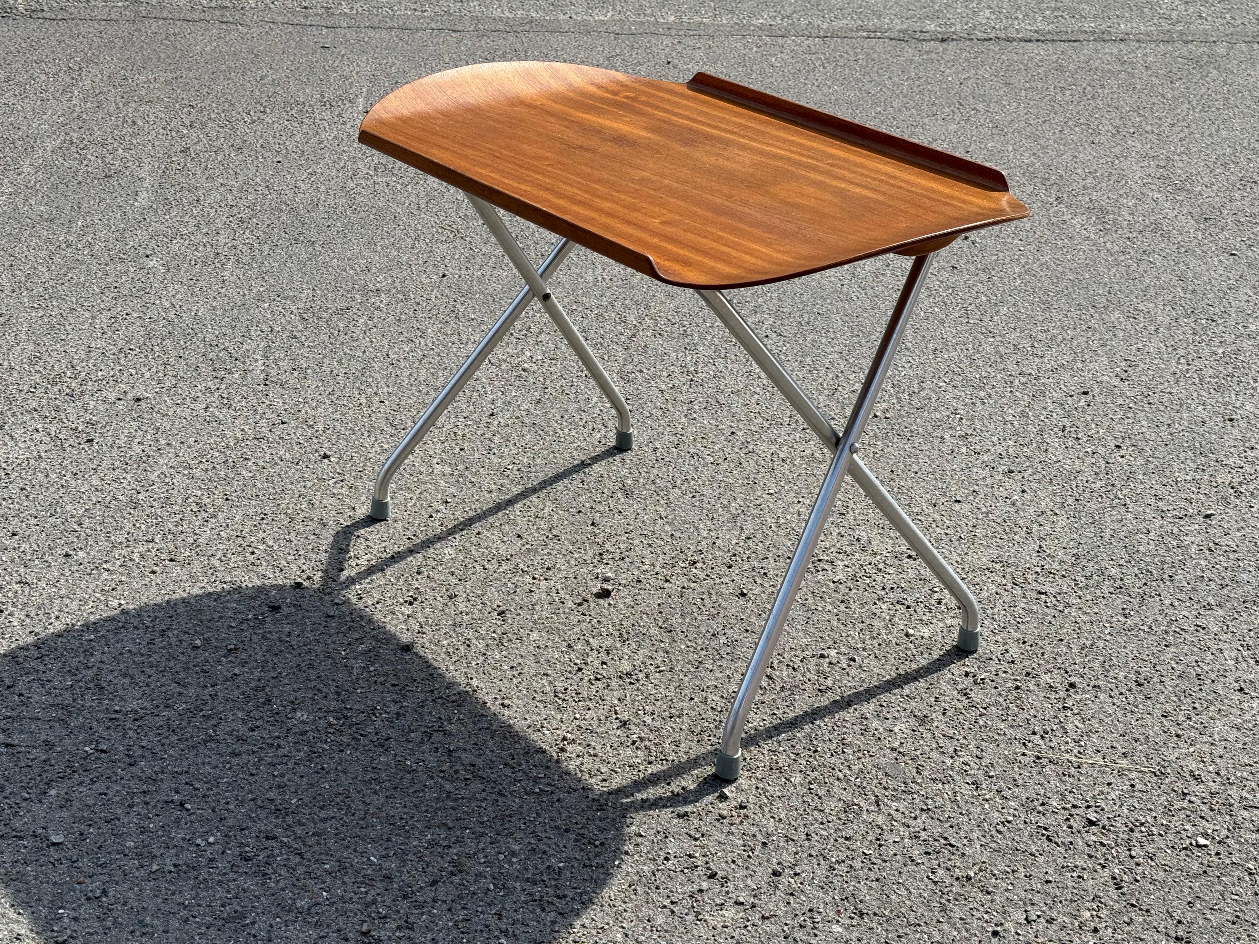 Norwegian Rare Mid-Century Alminette Teak Folding Tray Table Norway, 1960s For Sale