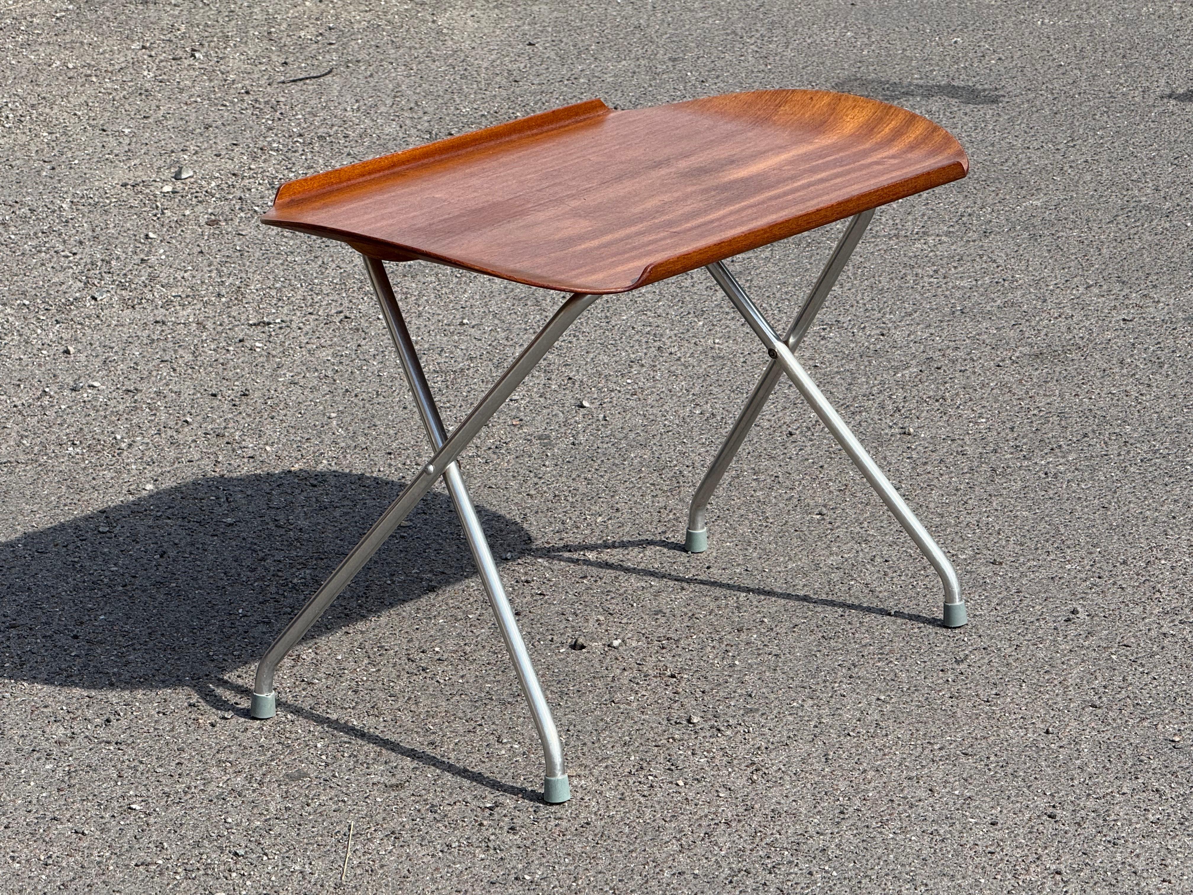 Rare Mid-Century Alminette Teak Folding Tray Table Norway, 1960s For Sale 1