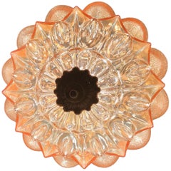 Rara lampada a sospensione in ottone e vetro dorato del MidCentury Modern Amber w