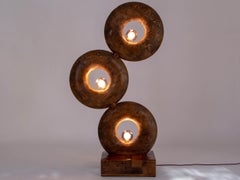 Rare Mid-Century Ambient Standing Light Sculpted Wood Floor Lamp Decor Art ORBIT