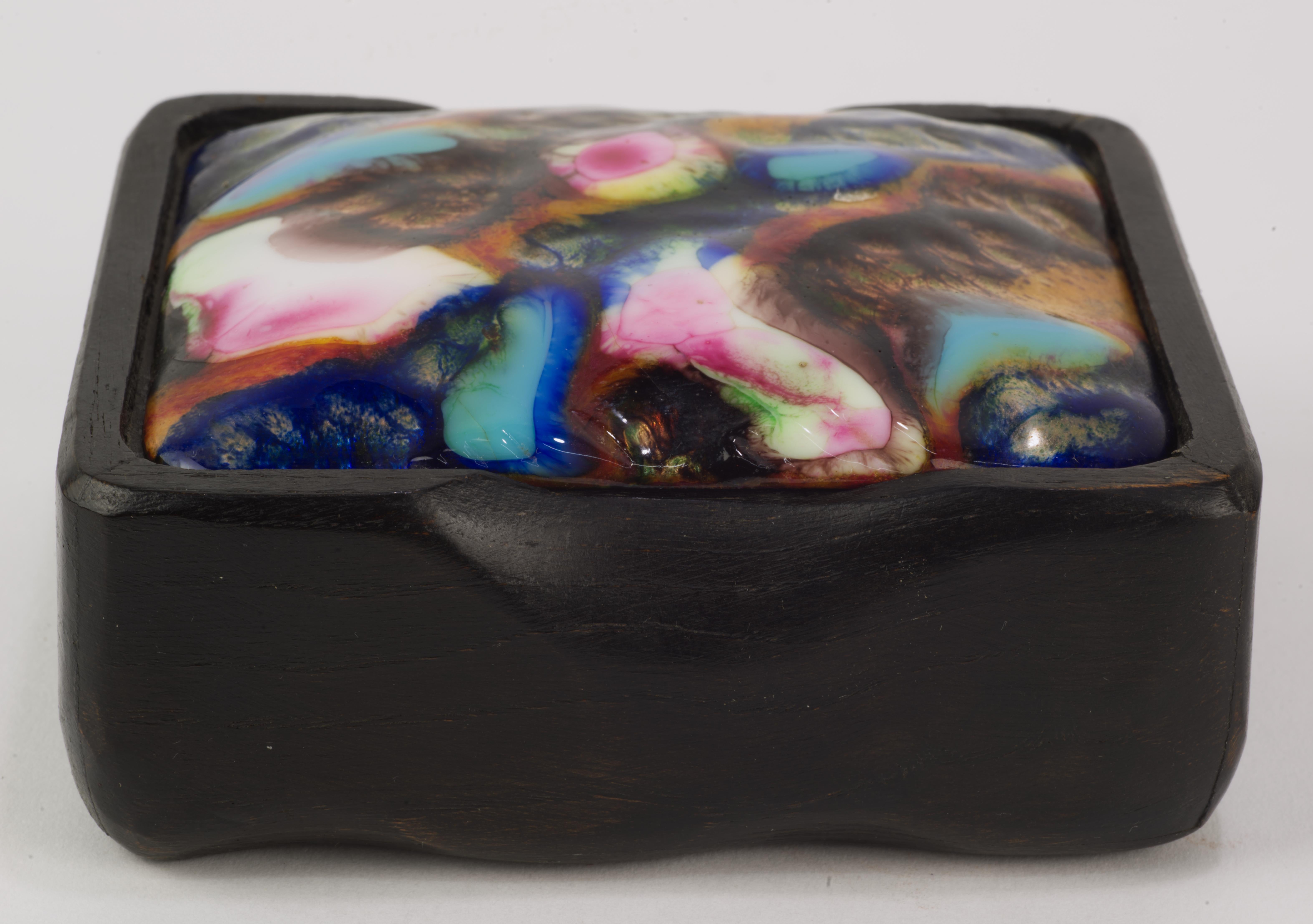 Rare Mid-Century Artisan Copper Enamel Box and Lid by Capo Esmaltes 4