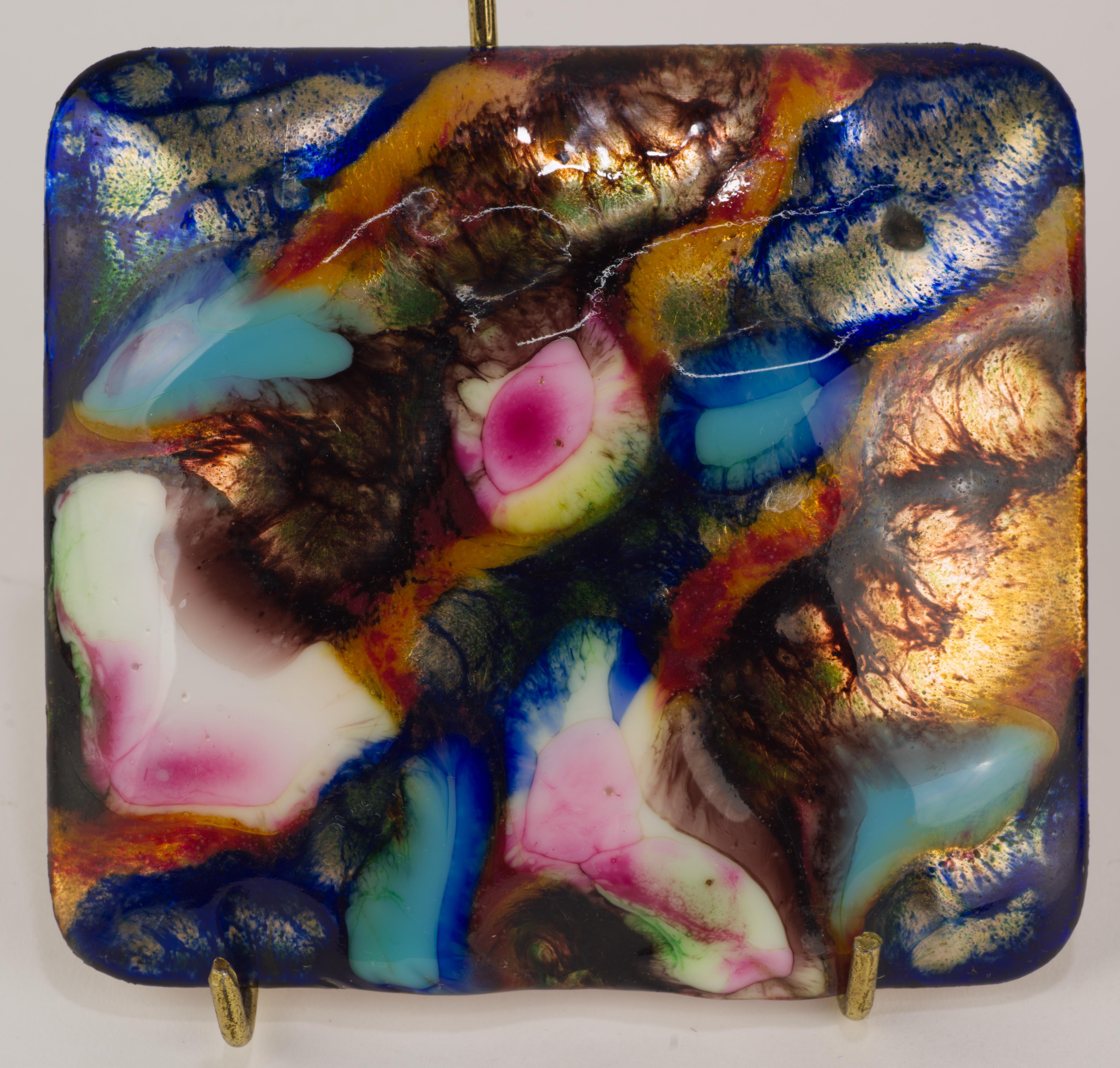 Modern Rare Mid-Century Artisan Copper Enamel Box and Lid by Capo Esmaltes