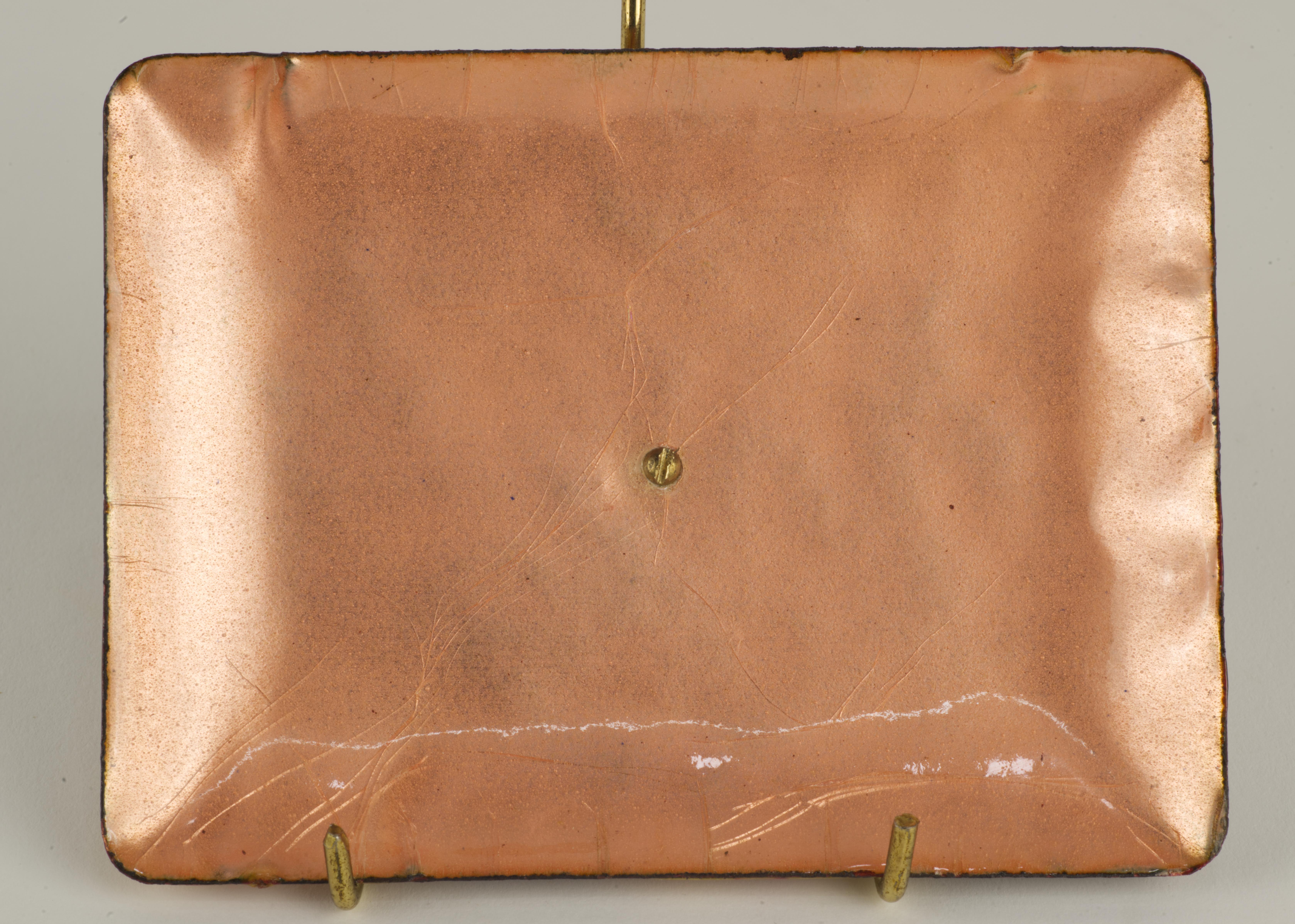 Rare Mid-Century Artisan Copper Enamel Box and Lid by Capo Esmaltes For Sale 8