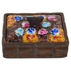 Rare Mid-Century Artisan Copper Enamel Box and Lid by Capo Esmaltes