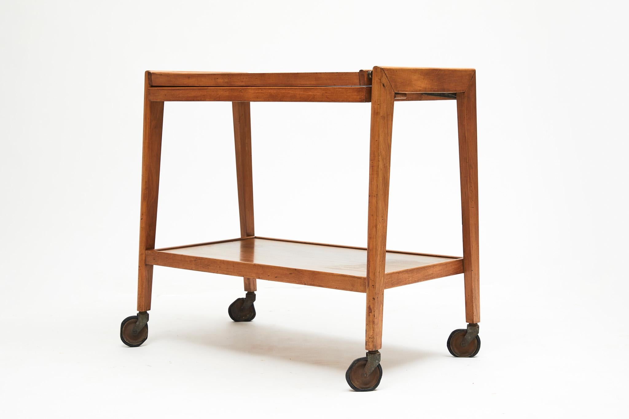 Mid-Century Modern Midcentury Modern Bar Cart in Hardwood & Brass by Ming Moveis, Brazil, 1950's