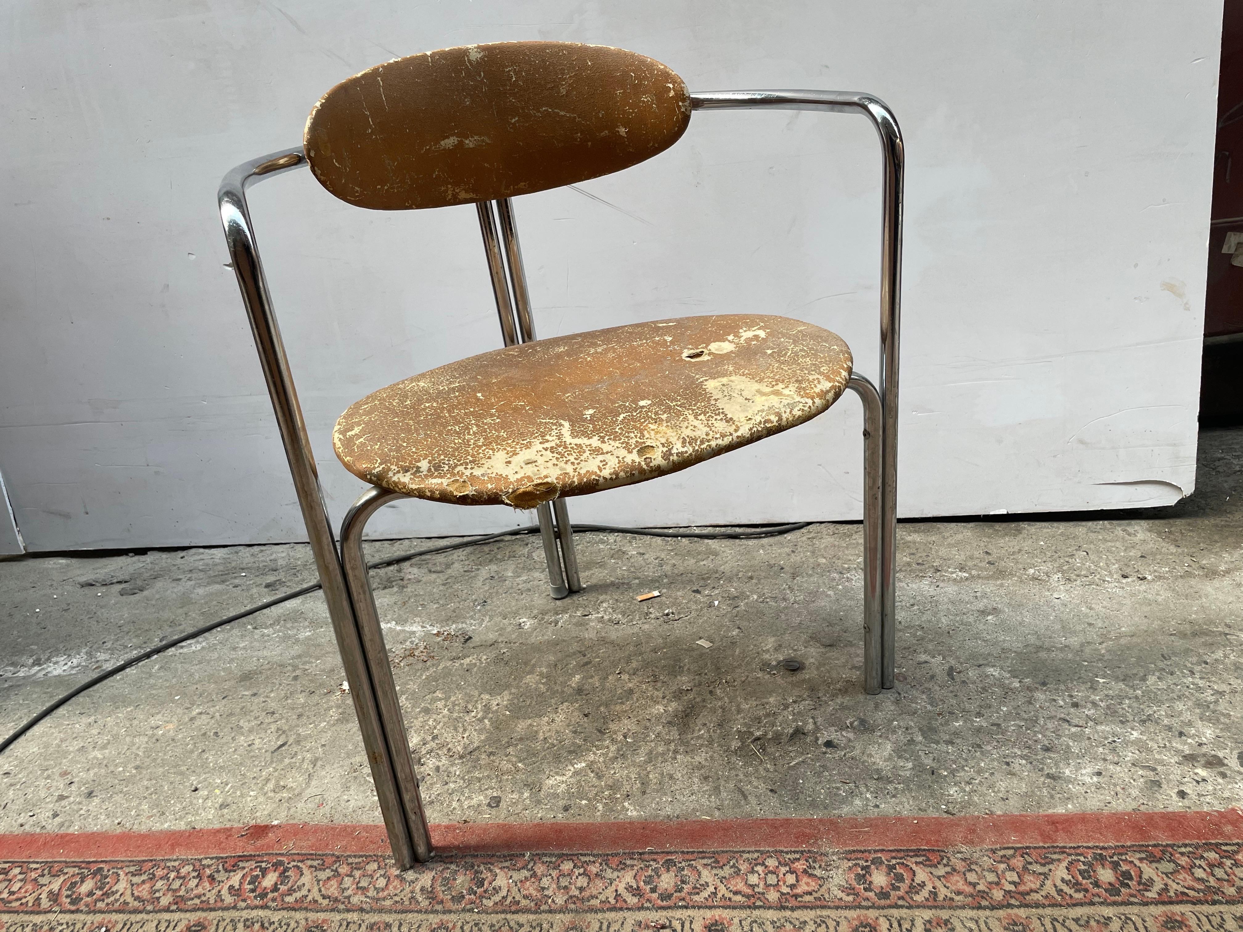 Late 20th Century Rare mid century Bauhaus chrome chair in original vintage condition, 1970´s For Sale