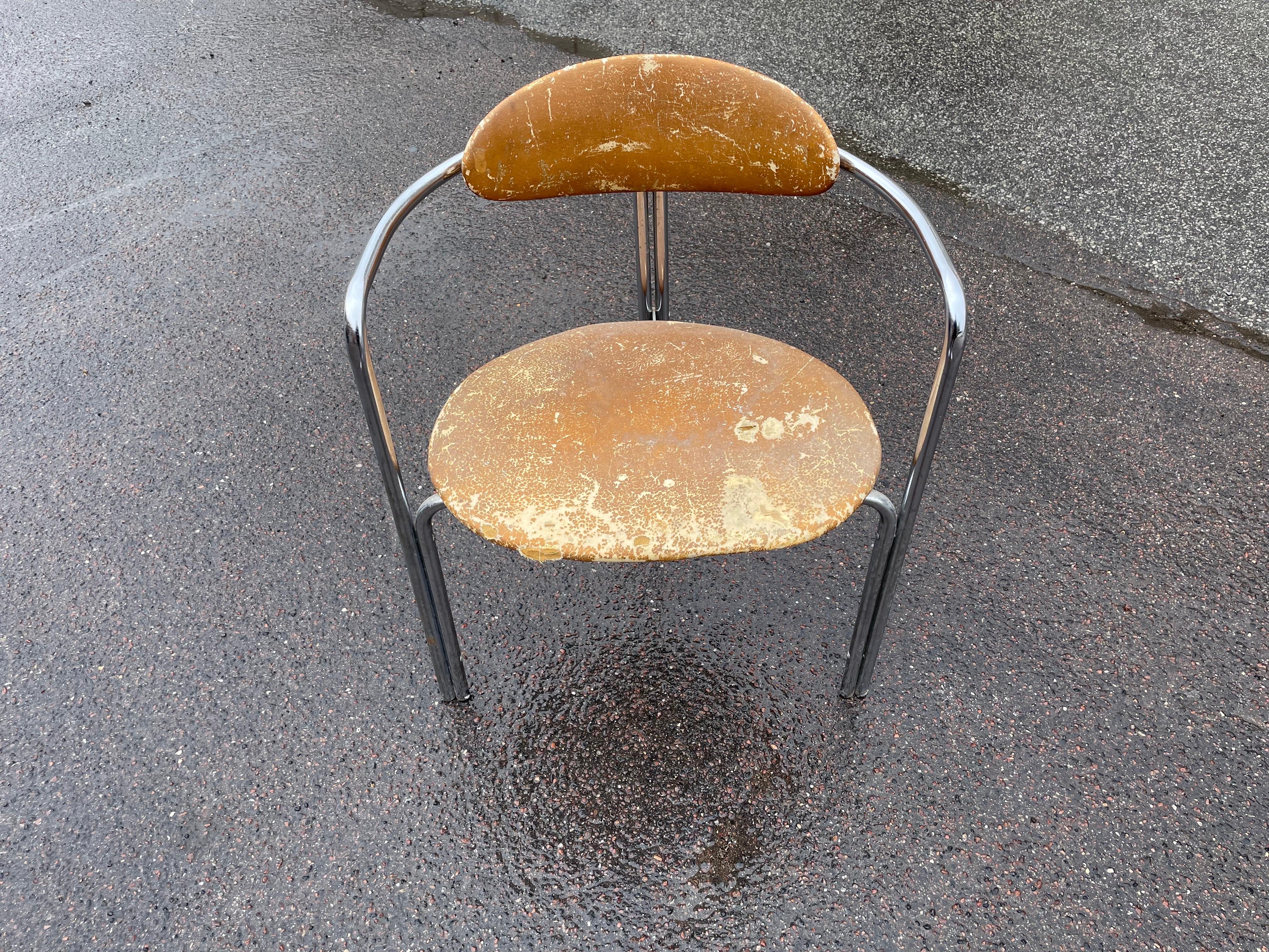 Metal Rare mid century Bauhaus chrome chair in original vintage condition, 1970´s For Sale