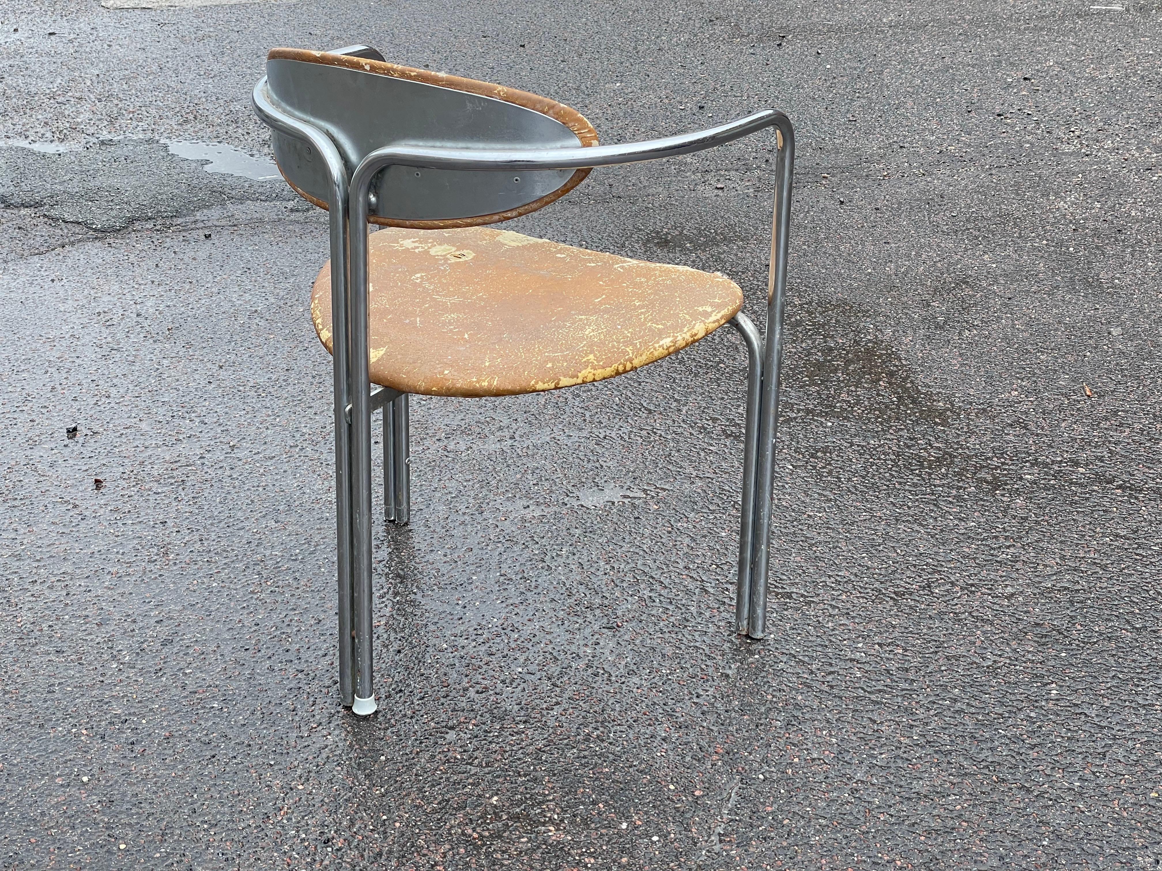 Rare mid century Bauhaus chrome chair in original vintage condition, 1970´s For Sale 2