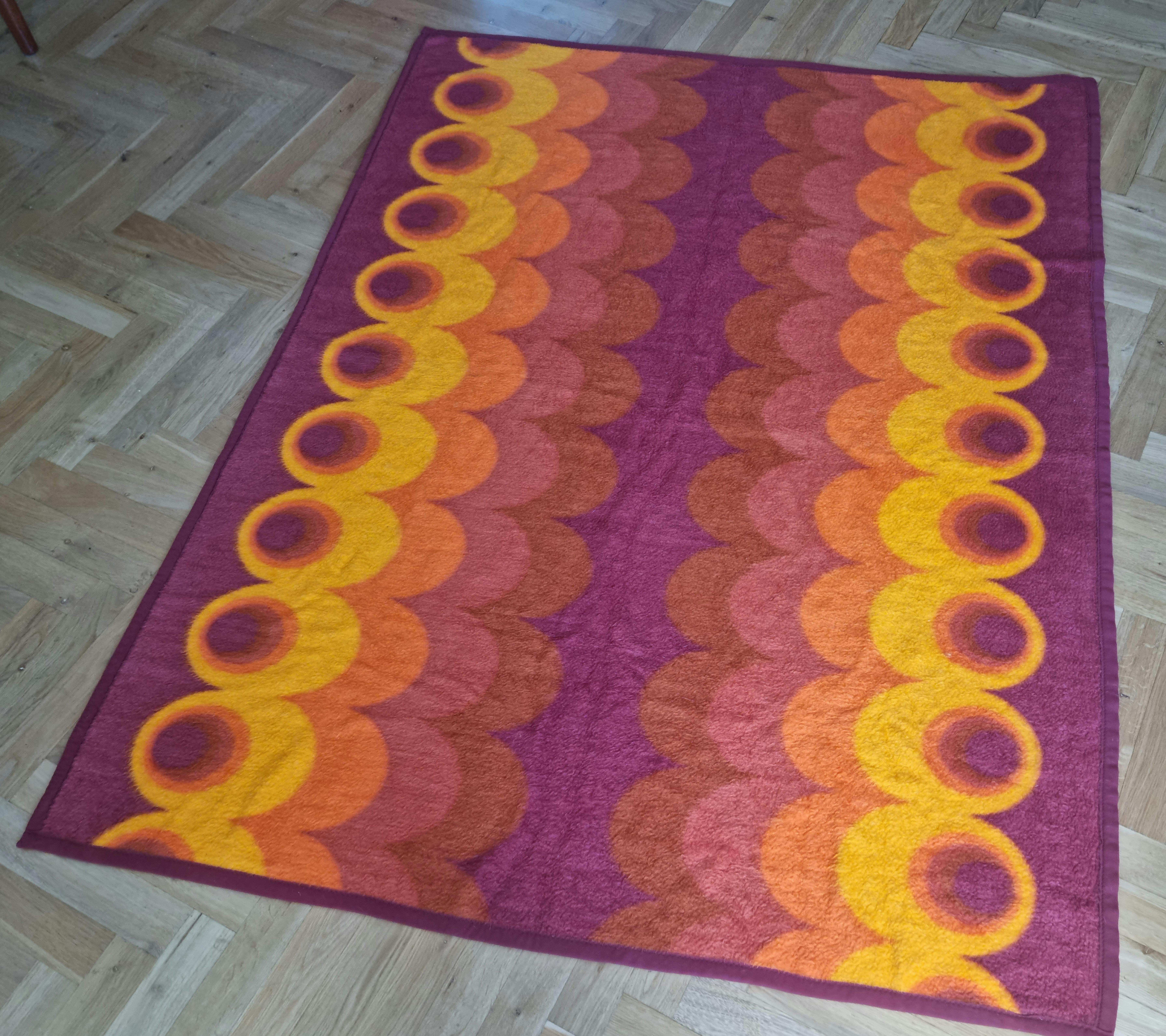 Rare Mid-Century Blanket or Quilt, West Germany, Modern Pop Art, 1970s In Good Condition For Sale In Praha, CZ