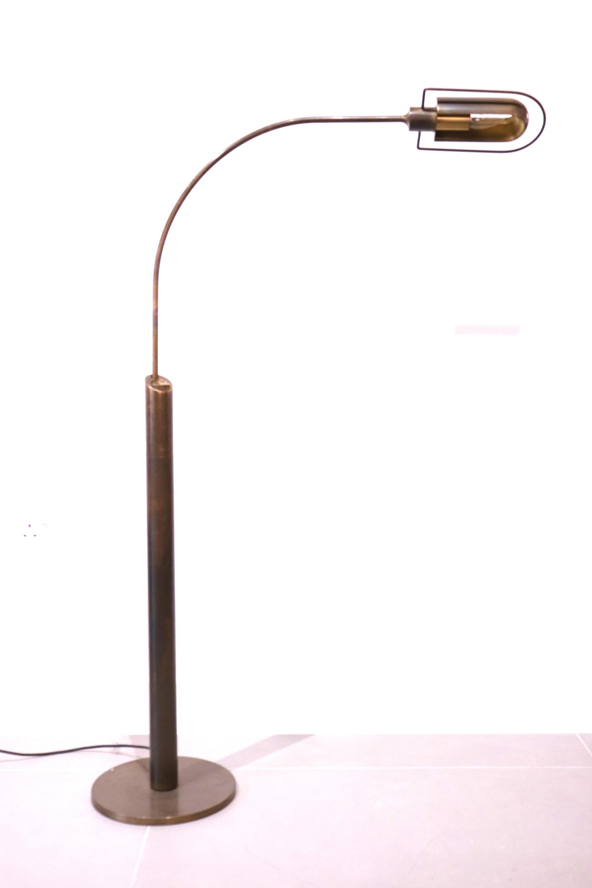 Mid-Century Modern Rare Mid Century Brass Arch Floor Lamp by Florian Shulz, Germany, 1970s For Sale