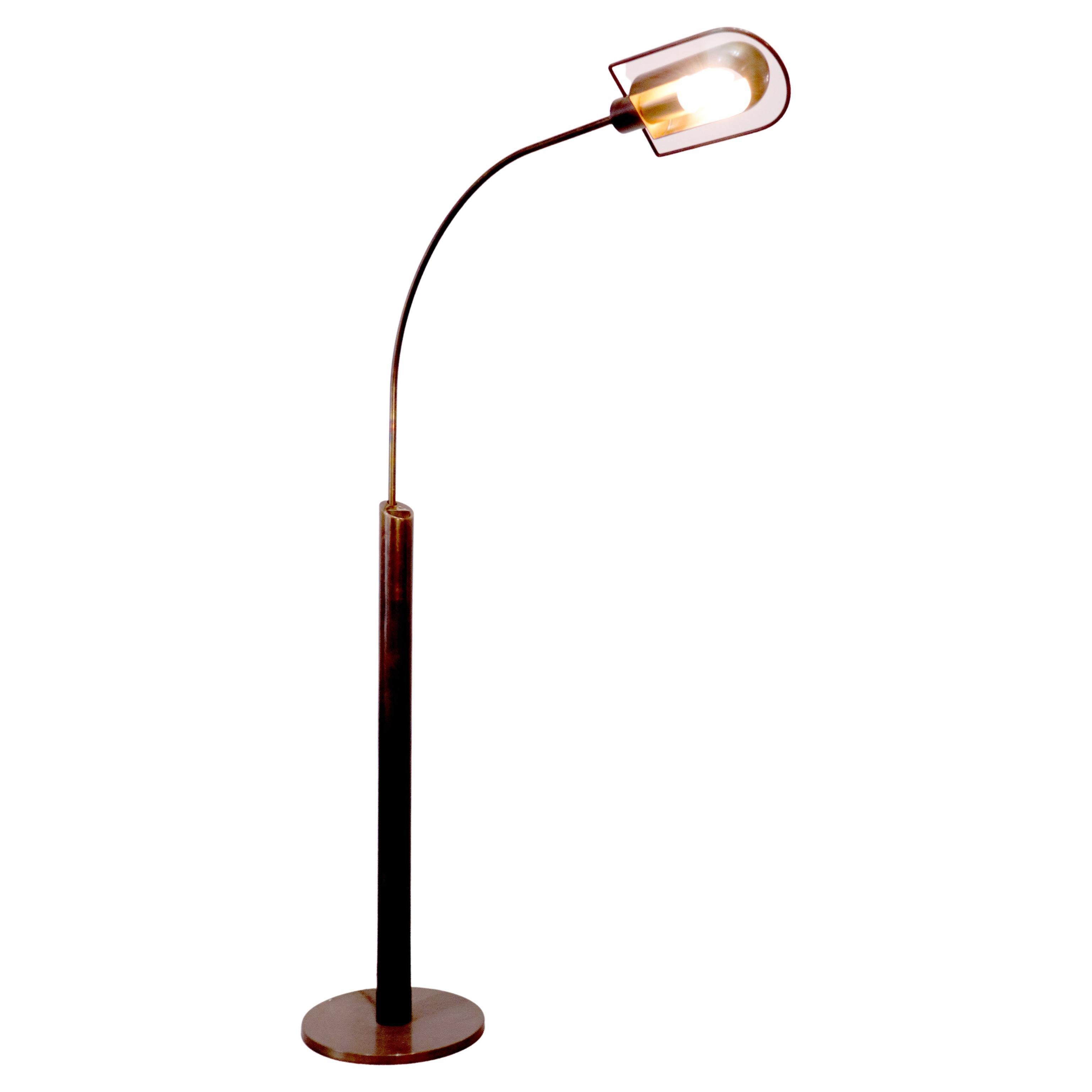 Rare Mid Century Brass Arch Floor Lamp by Florian Shulz, Germany, 1970s For Sale
