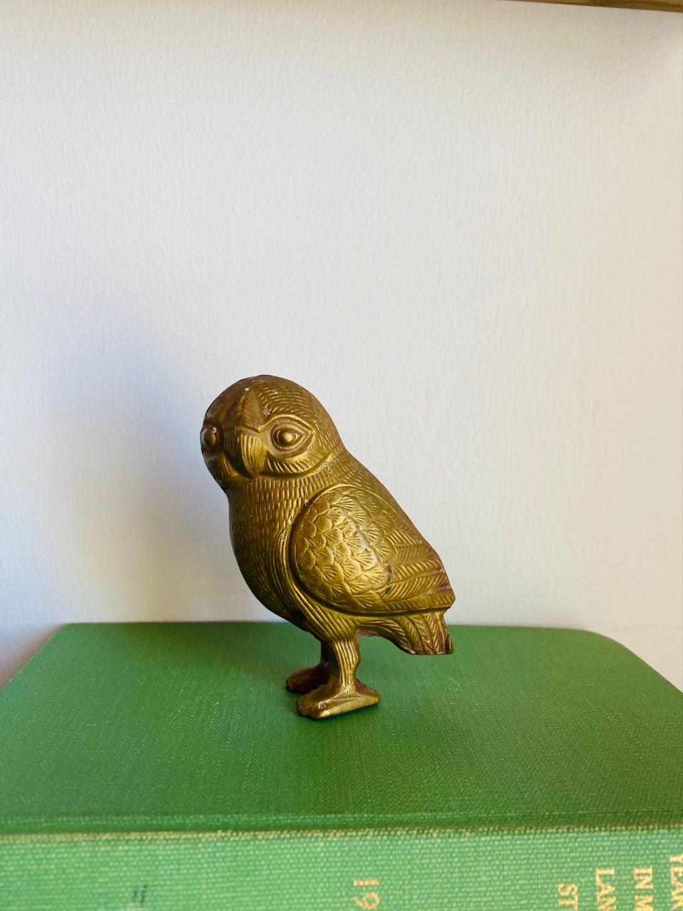 Mid-Century Modern Rare Midcentury Brass Owl of Athena Sculpture For Sale