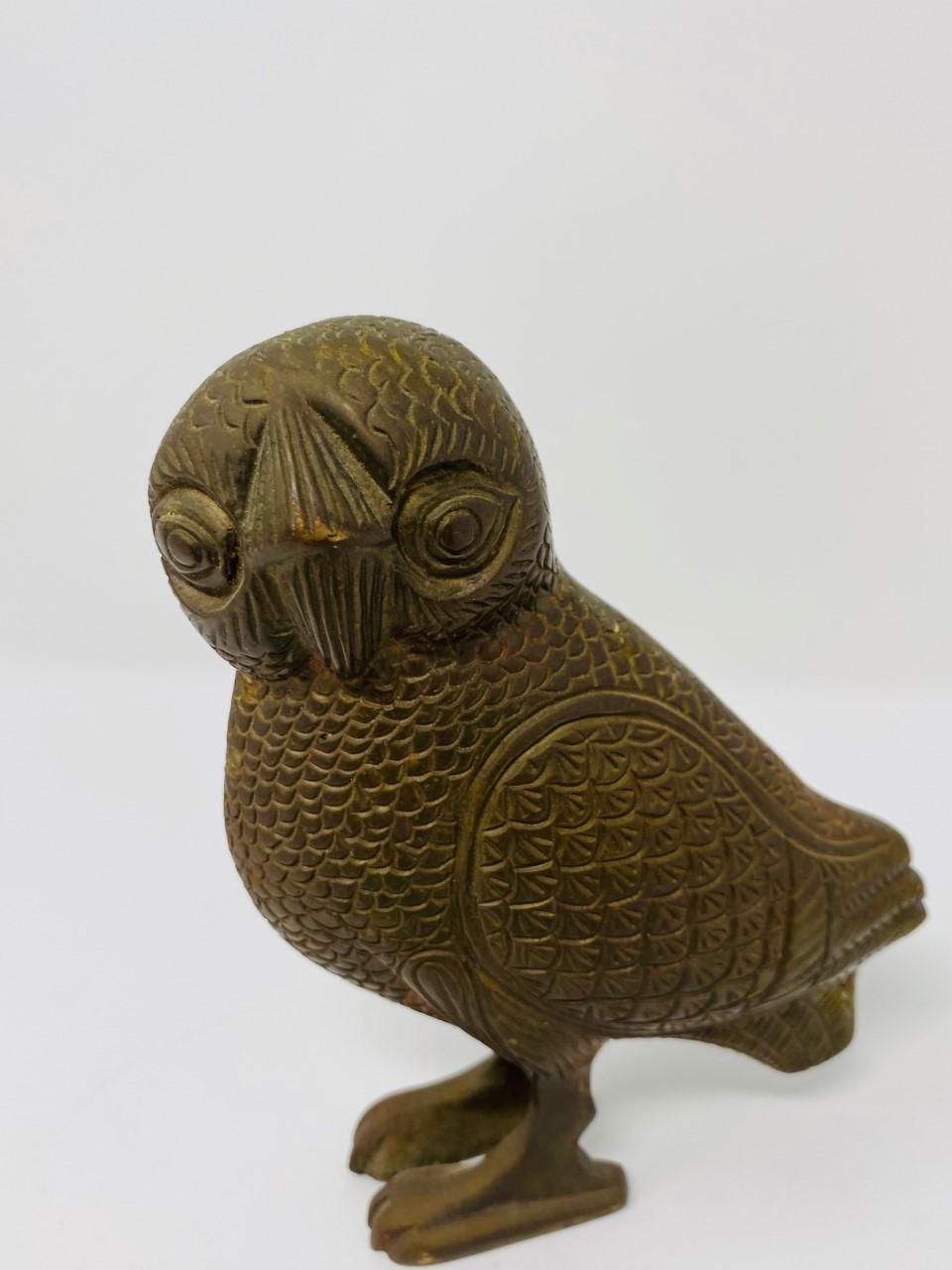 Rare Mid Century Bronze Owl of Athena Sculpture  3