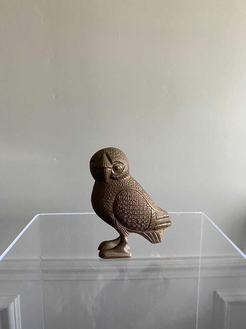 Rare Mid Century Bronze Owl of Athena Sculpture  4