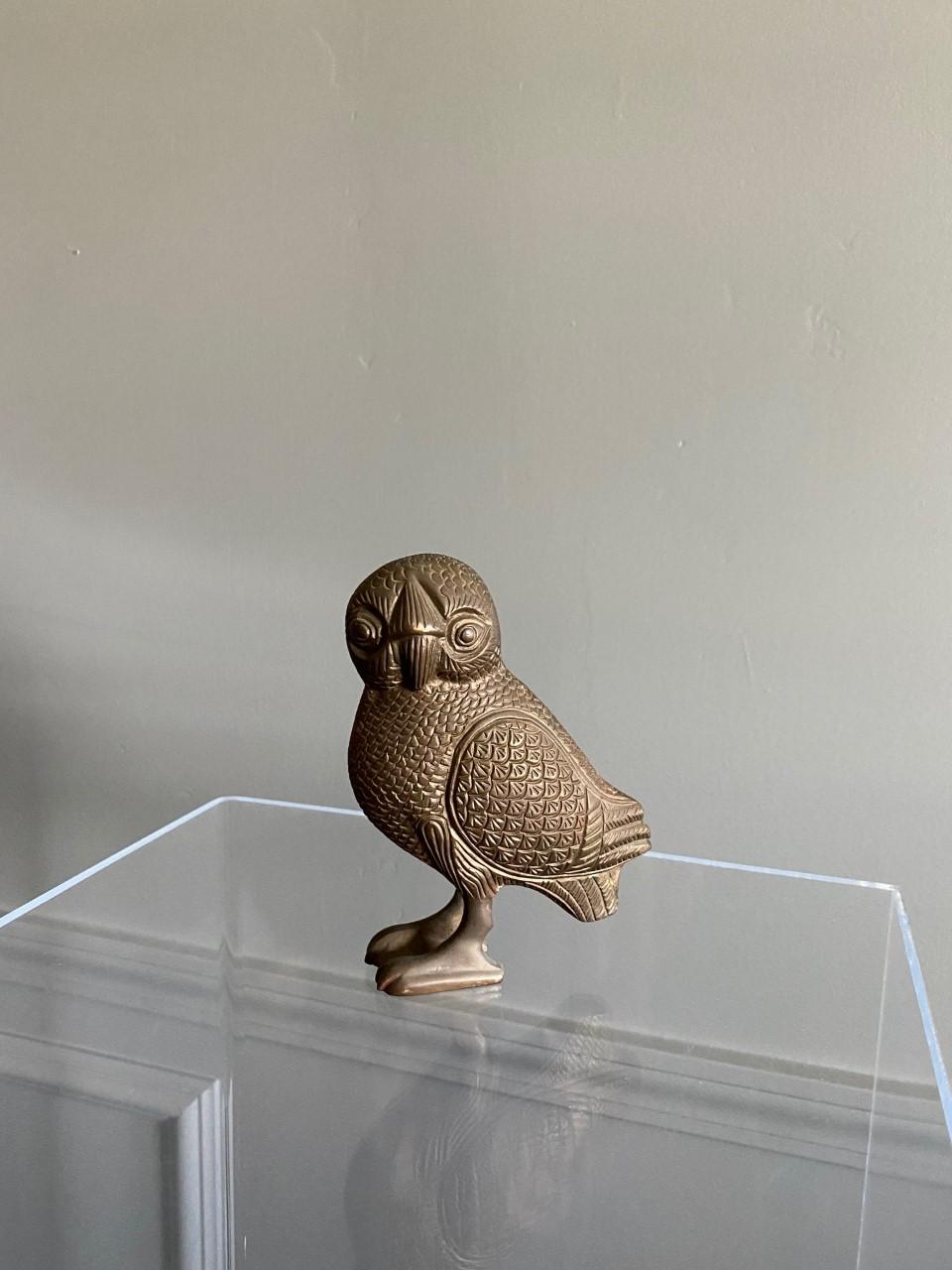 Rare Mid Century Bronze Owl of Athena Sculpture  5