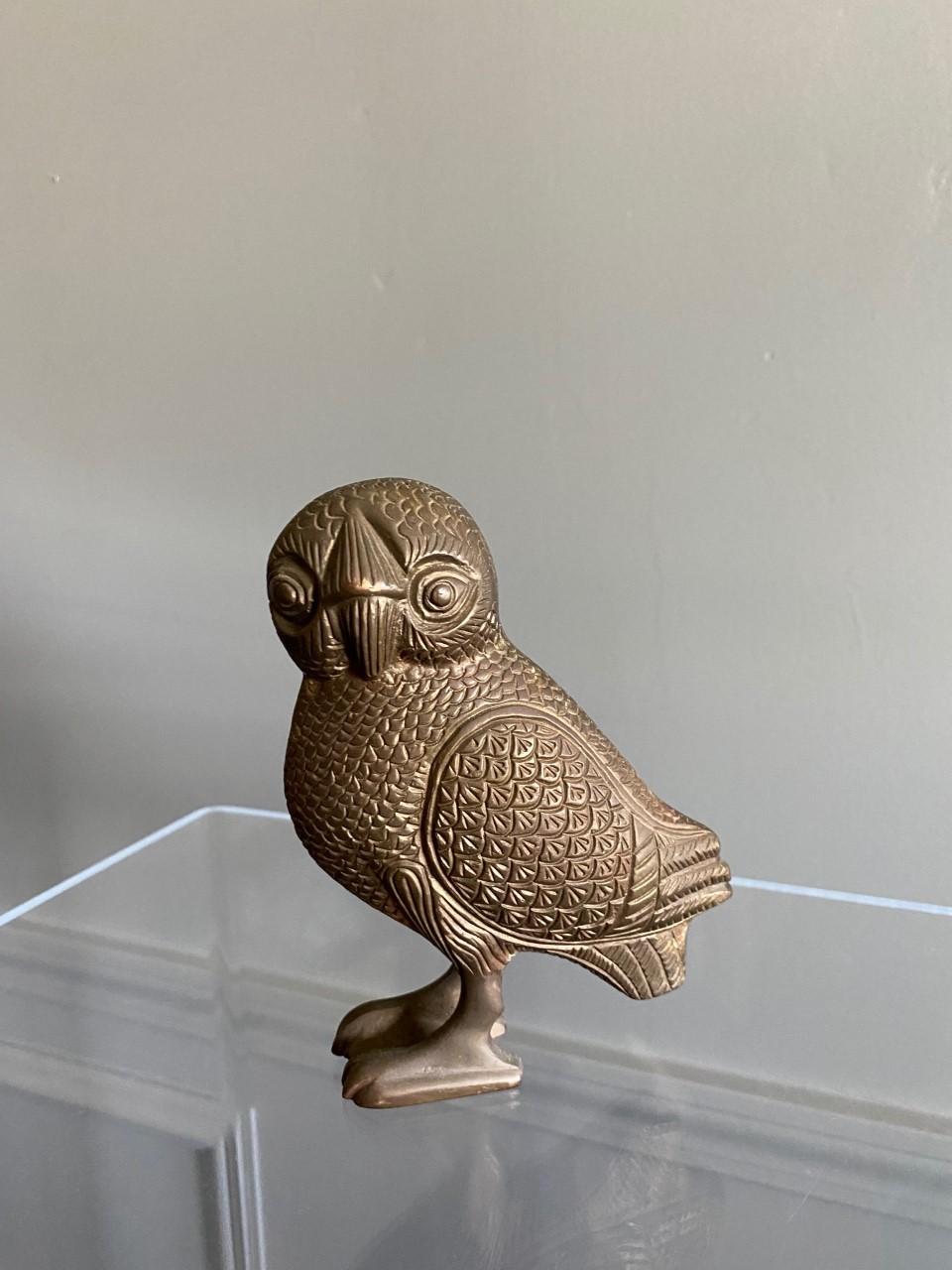 Rare Mid Century Bronze Owl of Athena Sculpture  6