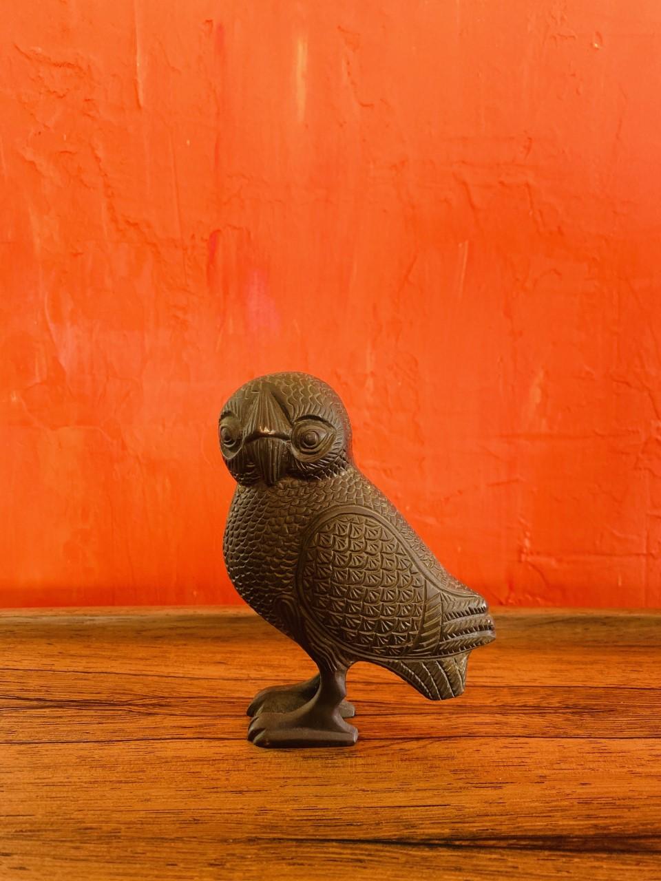 Mid-20th Century Rare Mid Century Bronze Owl of Athena Sculpture 