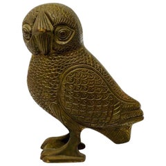 Rare Mid Century Bronze Owl of Athena Sculpture