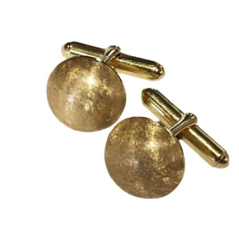 Rare Mid-century Brushed 14K Gold Cufflinks by Cartier For Sale 1
