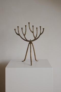 Rare Mid-Century Brutalist Bronze Candelabra
