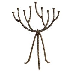 Rare Mid-Century Brutalist Bronze Candelabra