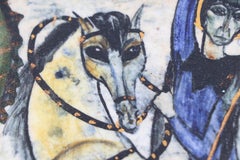 Raro azulejo de cerámica Brutalista de Mitad de Siglo Jean Nison George Matando al Dragón