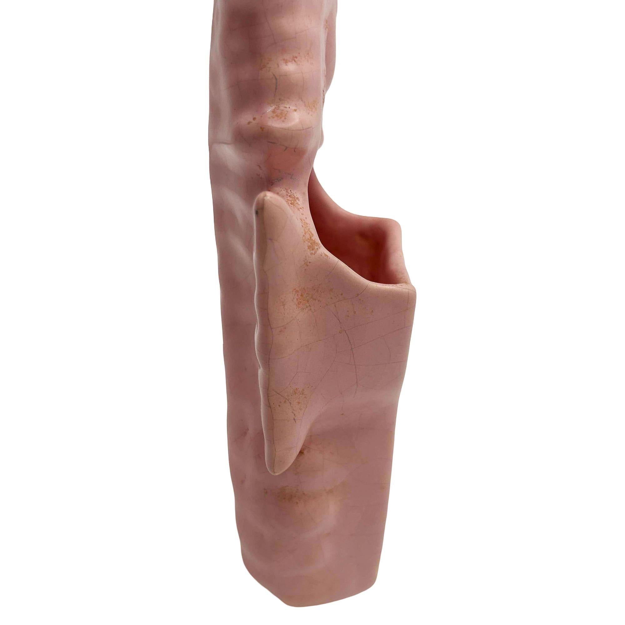 Rare vase mural en céramique du milieu du siècle, California Pottery, fleur d'hippocampe rose Excellent état - En vente à Van Nuys, CA