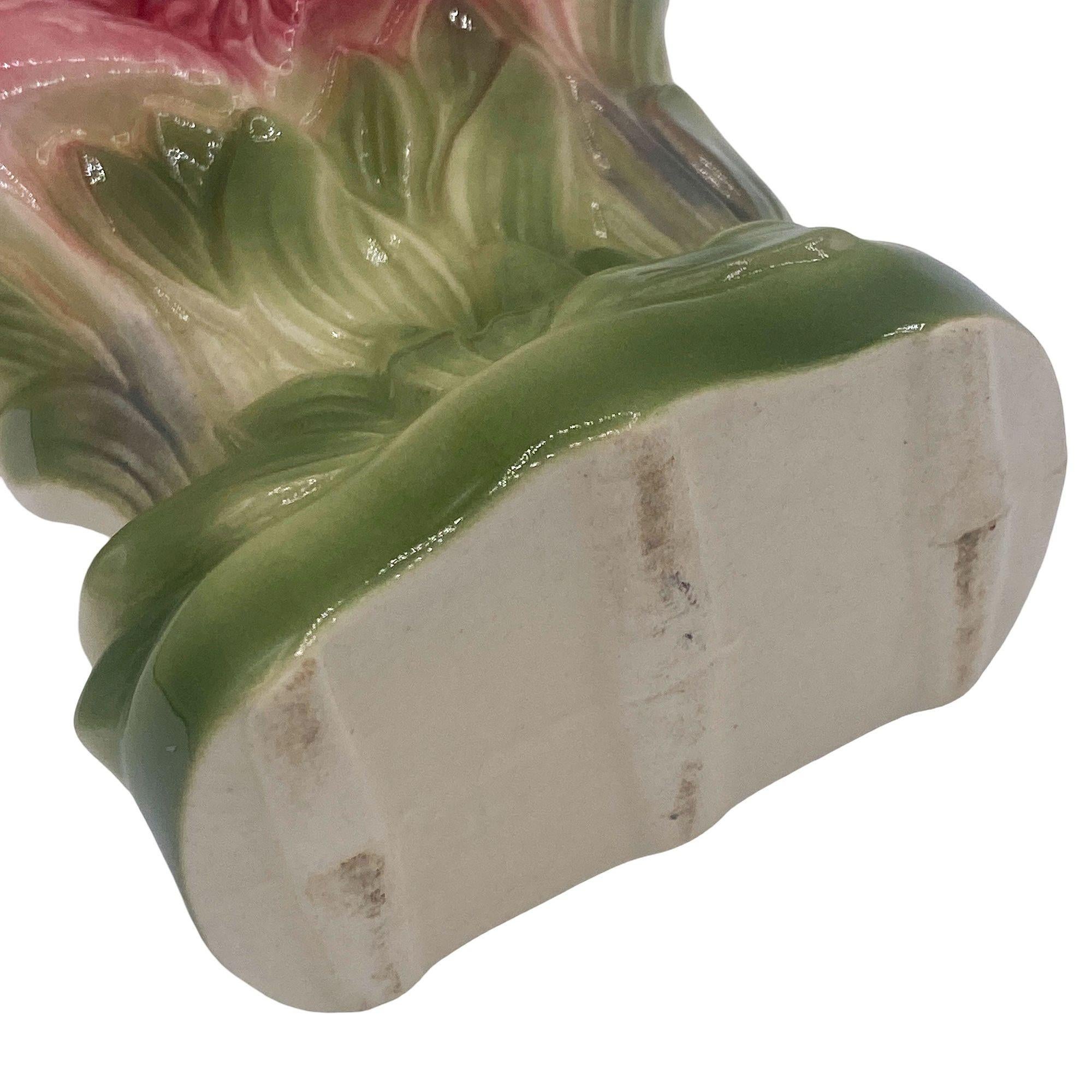 Rare Mid-century Ceramic California Pottery Tropical Flamingo Flower Wall Vase For Sale 3