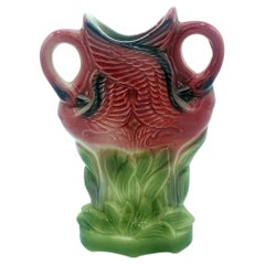 Rare Mid-century Ceramic California Pottery Tropical Flamingo Flower Wall Vase