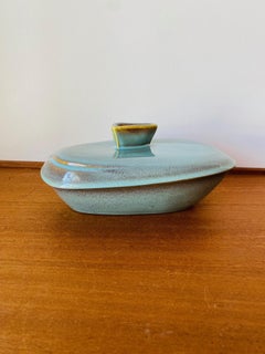 Rare Mid Century Ceramic Glazed Dish with Lid from Japan