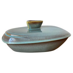 Rare Mid Century Ceramic Glazed Dish with Lid from Japan