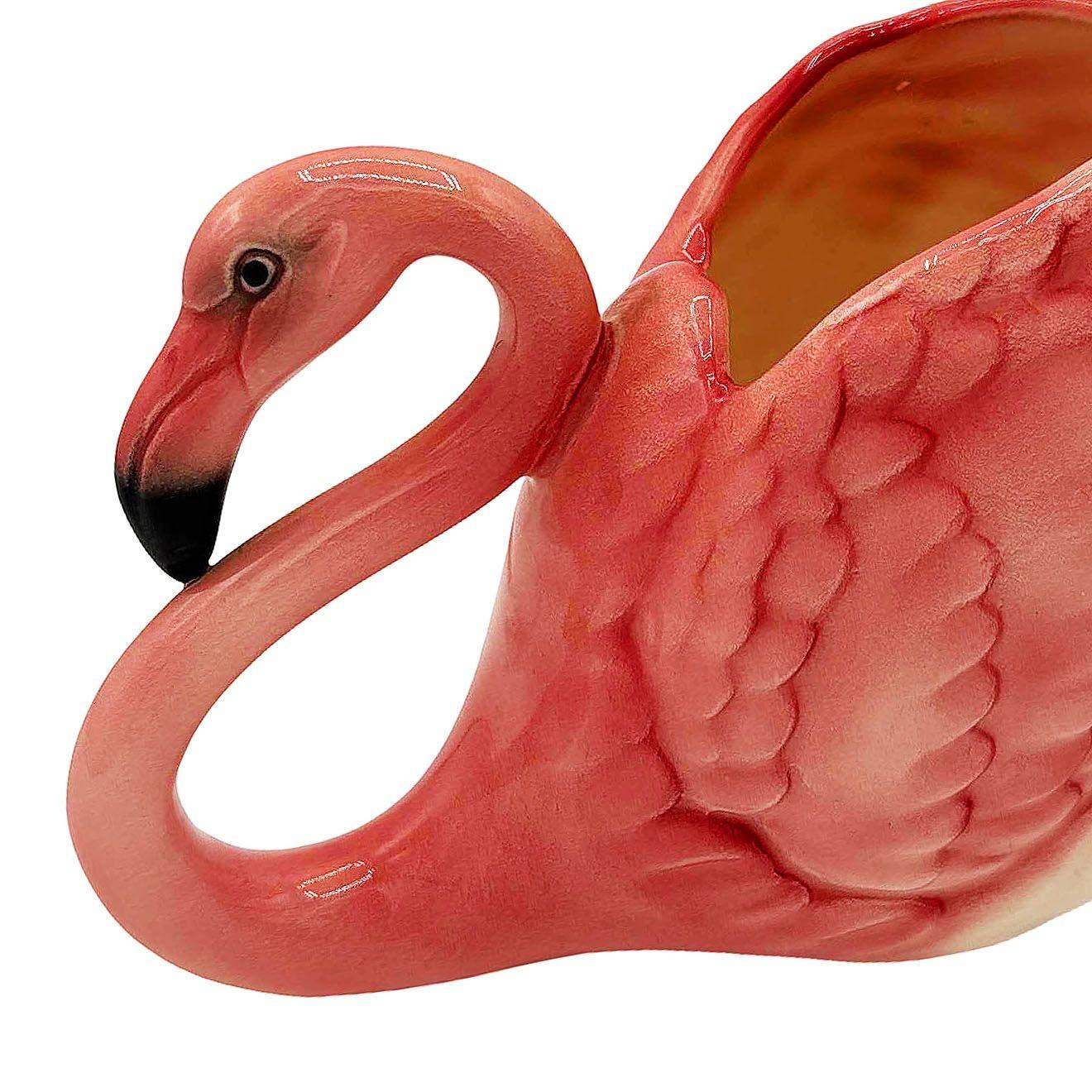 Rare jardinière de table en céramique du milieu du siècle avec fleur de flamant rose signée Will George en vente 1