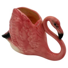 Rare Mid-century Ceramic Pink Flamingo Flower Table Planter Signed Will-George