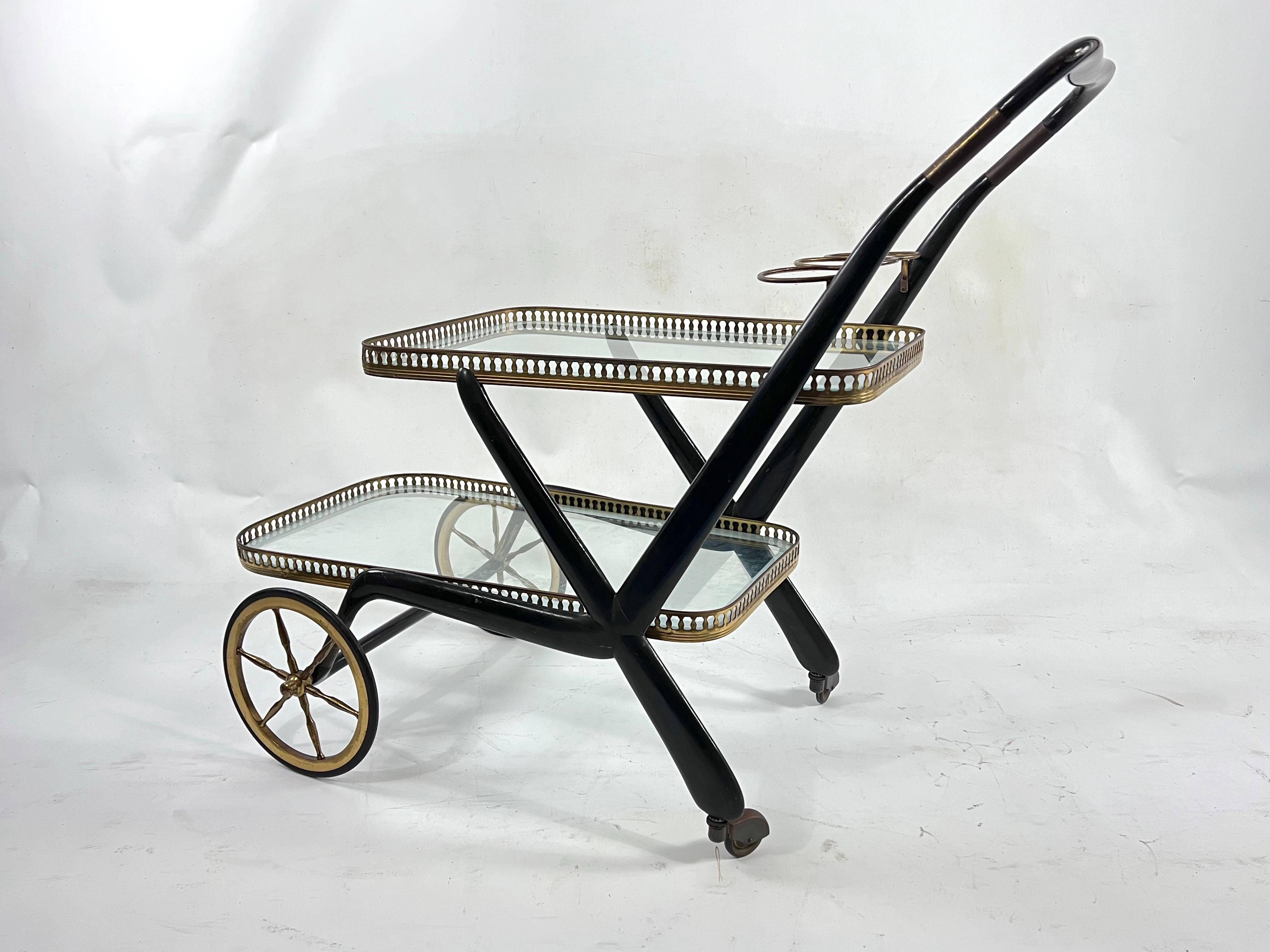 Rare Mid-Century Cesare Lacca Serving Bar Cart, Italy, 1950s For Sale 5