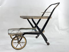 Rare Mid-Century Cesare Lacca Serving Bar Cart, Italy, 1950s