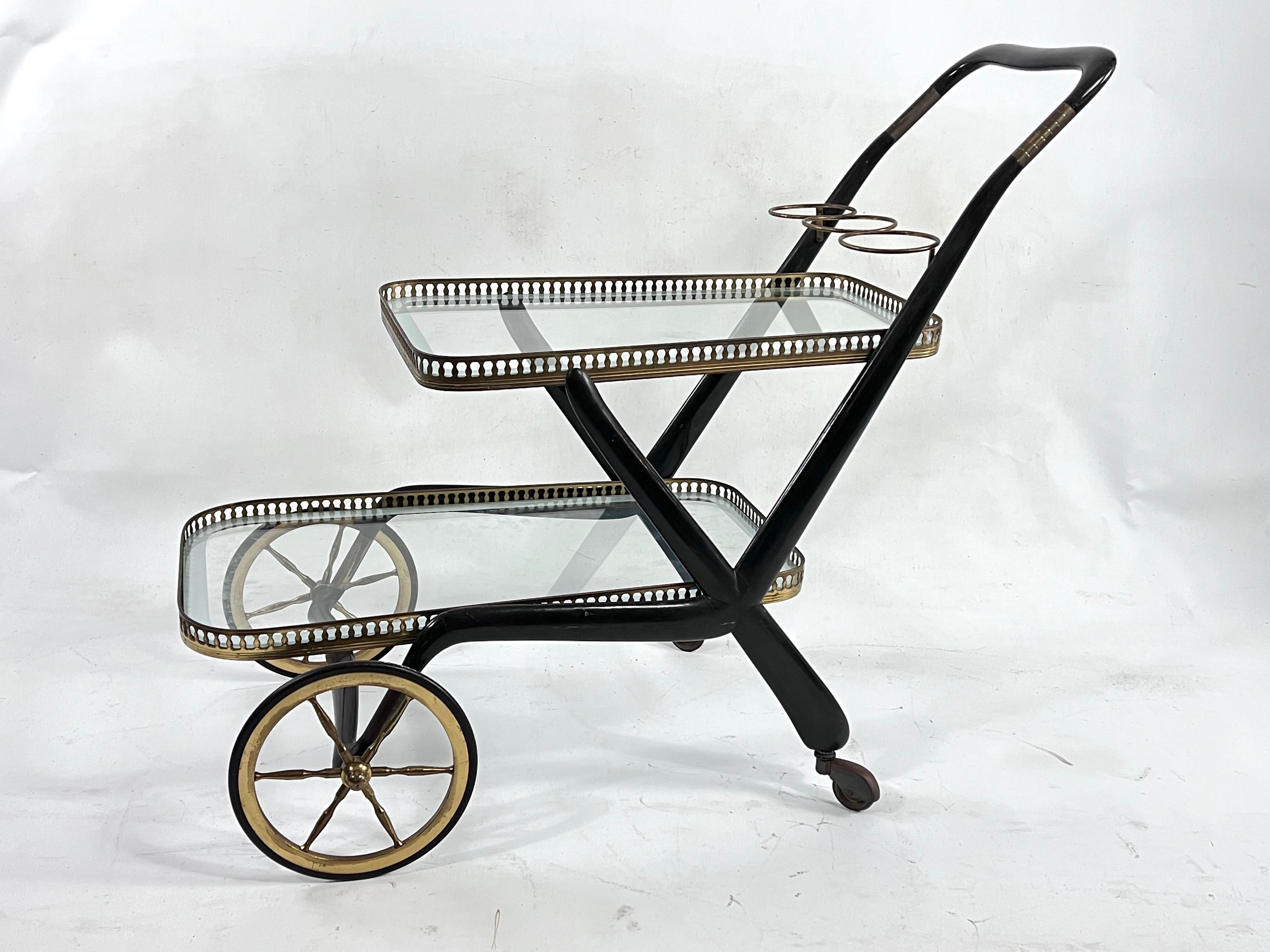 Mid-Century Modern Rare Mid-Century Cesare Lacca Serving Bar Cart, Italy, 1950s For Sale