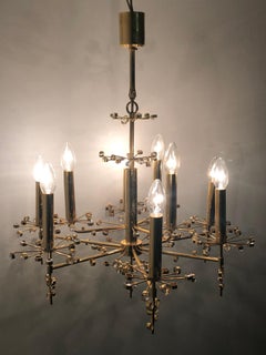 Rare 24k Brass and Crystal Chandelier by Palwa, circa 1960s