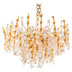 Vintage Rare Mid-Century Chandelier with Blown Glass Spirals and Balls