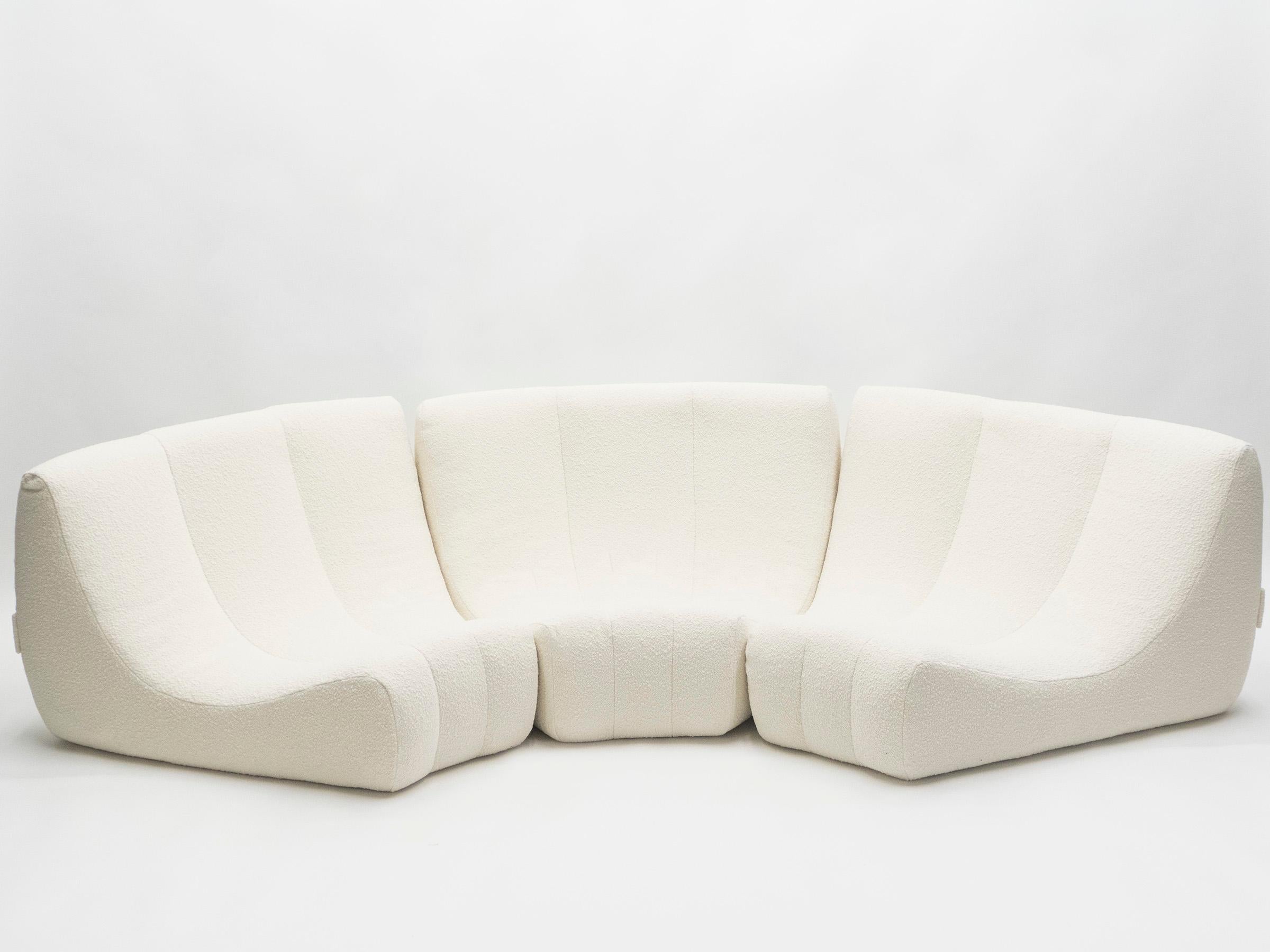 Laine Rare canapé circulaire du milieu du siècle dernier par Michel Ducaroy, modèle Gilda, 1972